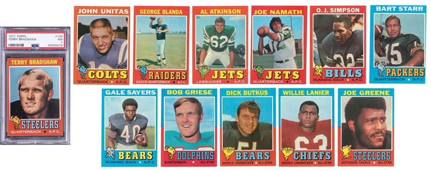 1971 Topps Football Complete Set (263) – Including Terry Bradshaw Rookie Card PSA NM 7 Example
